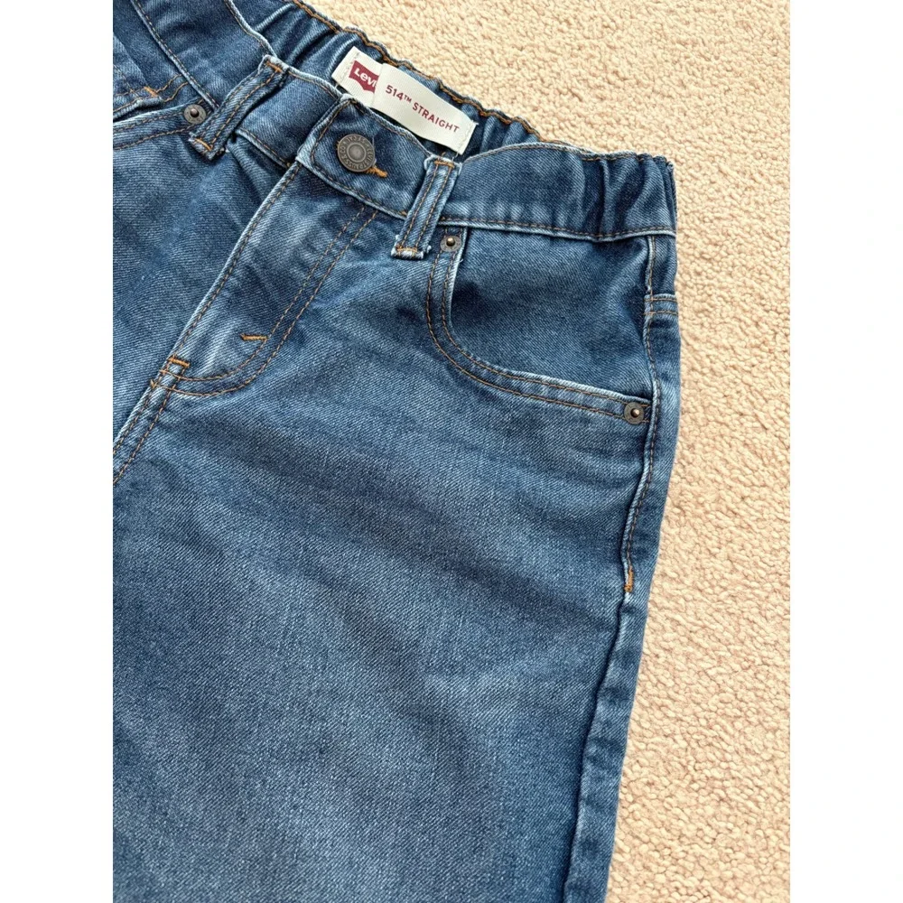 Levis Kids 514 Straight Leg Jeans Size 12 Medium Wash Blue Adjustable Waist